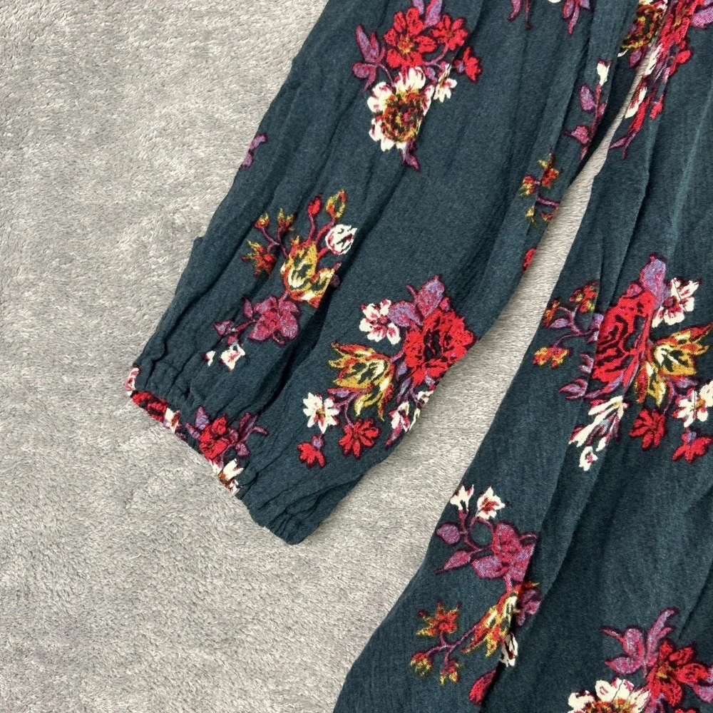 Free People Dress Women's Small Retro Floral Teal Swing Tunic Cottage Western‎